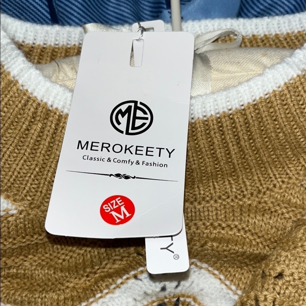 Wave pattern Tan and White Sweater​ - Picture 8 of 8